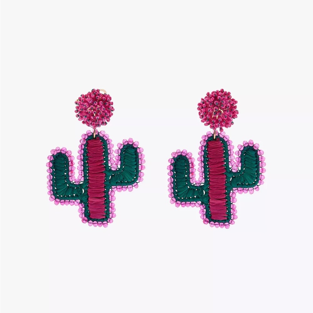 Zara Raffia Beaded Cactus Earrings